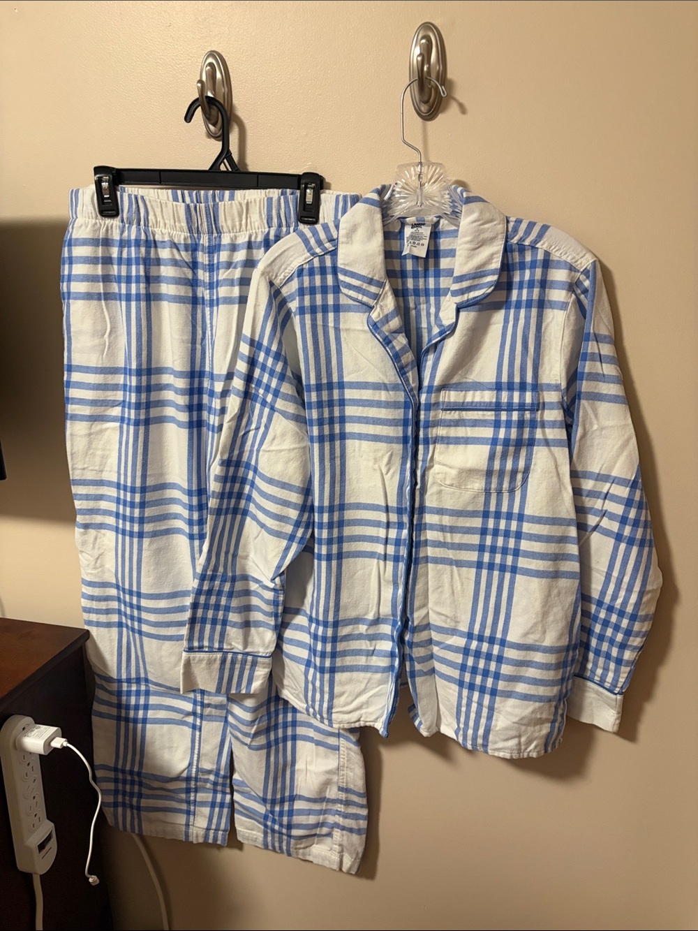 Classic Blue & White Plaid Pajama Set